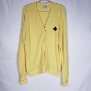 Vintage izod yellow grandpa sweater large